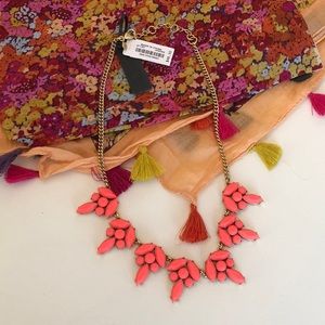 JCrew Bright Coral Starement Necklace
